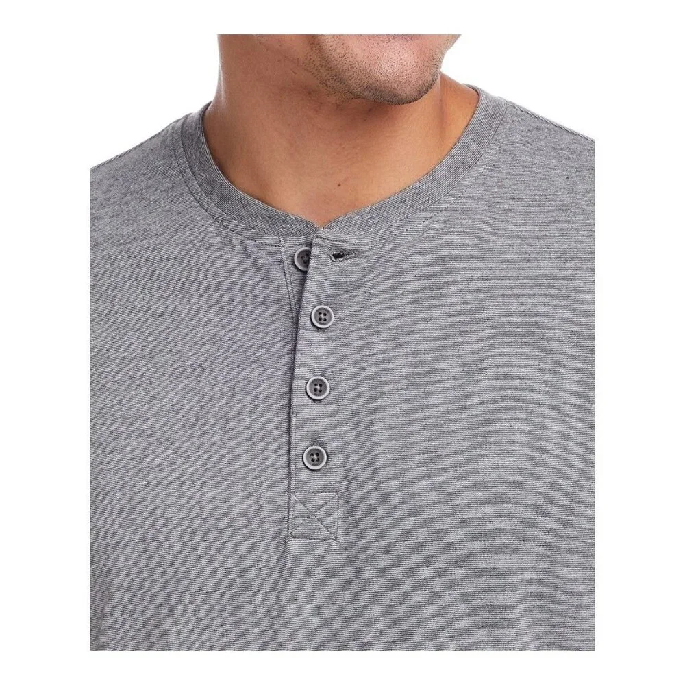 Weatherproof Vintage Mens Stripe Long Sleeve Henley T Shirt Grey Size M NWT - Picture 4 of 6